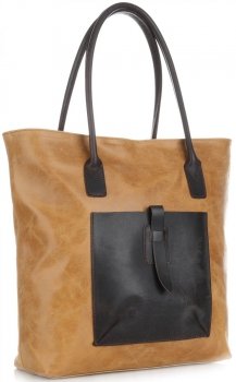 Bőr táska shopper bag Genuine Leather vörös 358