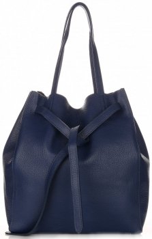 Bőr táska shopper bag Genuine Leather tengerkék 1158