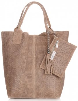 Bőr táska shopper bag Genuine Leather földszínű 777