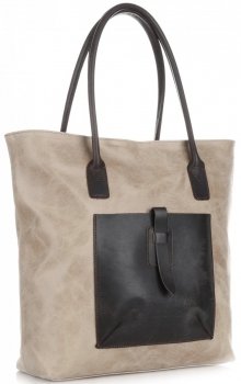 Bőr táska shopper bag Genuine Leather bézs 358