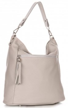 Bőr táska shopper bag Genuine Leather világosszürke 1326