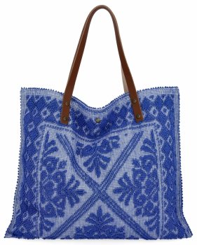 Olasz Shopper Táska Divatos Mintákkal 5887 Kobaltkék