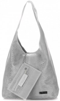 Bőr táska shopper bag Vittoria Gotti világosszürke V8804