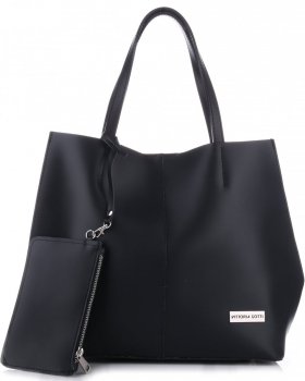 Bőr táska shopper bag Vittoria Gotti fekete V8