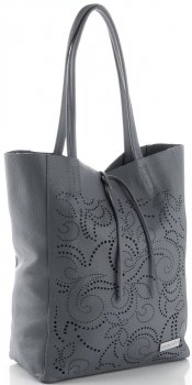 Bőr táska shopper bag Vittoria Gotti szürke V299F