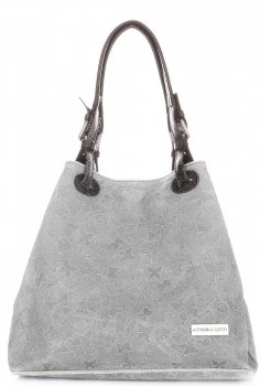 Bőr táska shopper bag Vittoria Gotti világosszürke V2050