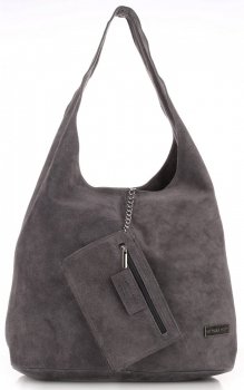 Bőr táska shopper bag Vittoria Gotti szürke V8802