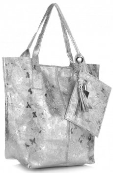 Bőr táska shopper bag Genuine Leather acél 555