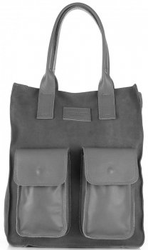 Bőr táska shopper bag Vittoria Gotti szürke V27A