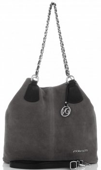 Bőr táska shopper bag Vittoria Gotti szürke V3081
