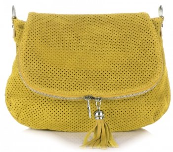 Bőr táska levéltáska Genuine Leather sárga A20E