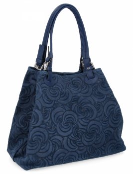 Olasz bőr Shopper Bag táska divatos mintákkal 5566-S kék