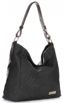 Bőr táska shopper bag Vittoria Gotti fekete V2054
