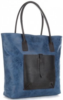 Bőr táska shopper bag Genuine Leather világosszürke 358