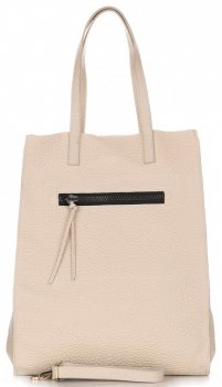 Bőr táska shopper bag Vittoria Gotti bézs V8622