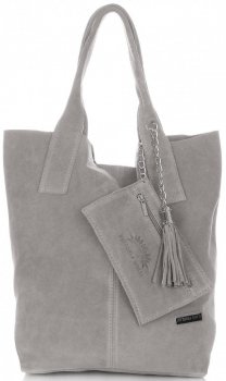 Bőr táska shopper bag Vittoria Gotti világosszürke V5190