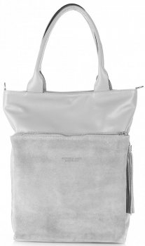 Bőr táska shopper bag Vittoria Gotti világosszürke V270