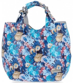 Bőr táska shopper bag Vittoria Gotti tengerkék V216F
