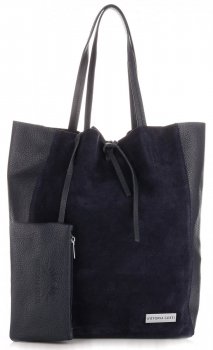 Bőr táska shopper bag Vittoria Gotti tengerkék V602