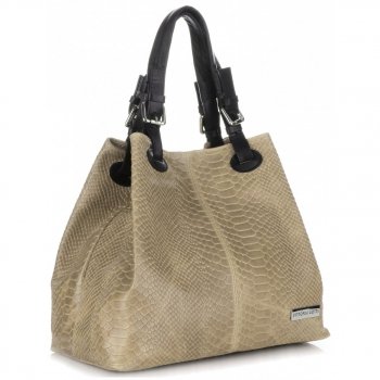 Bőr táska shopper bag Vittoria Gotti sötét bézs V2L