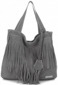 Bőr táska shopper bag Vittoria Gotti szürke V6048