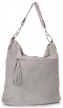 Bőr táska shopper bag Genuine Leather világosszürke 1330