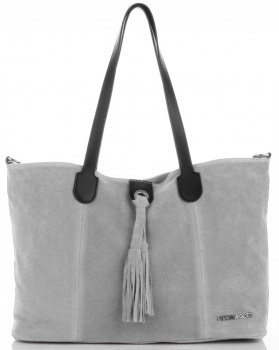 Bőr táska shopper bag Vittoria Gotti világosszürke V3076