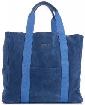 Bőr táska shopper bag Vittoria Gotti kék V8252
