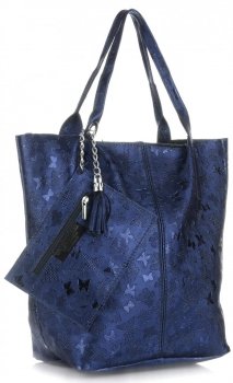 Bőr táska shopper bag Genuine Leather tengerkék 555