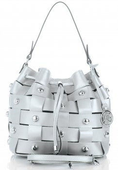 Bőr táska shopper bag Vittoria Gotti ezüst V5867