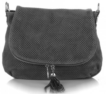 Bőr táska levéltáska Genuine Leather szürke A20E