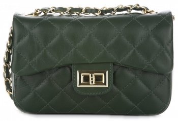 Bőr táska levéltáska Genuine Leather palackzöld KST6