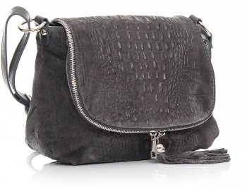 Bőr táska levéltáska Genuine Leather szürke 424