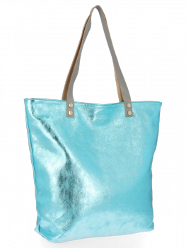 Bőr táska shopper bag Vittoria Gotti türkizkék B24