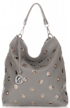 Bőr táska shopper bag Vittoria Gotti világosszürke V3077