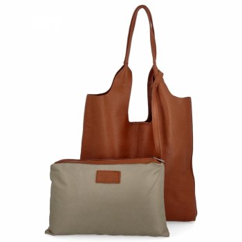 Olasz bőr shopper táska kozmetikai táskával 165 barna