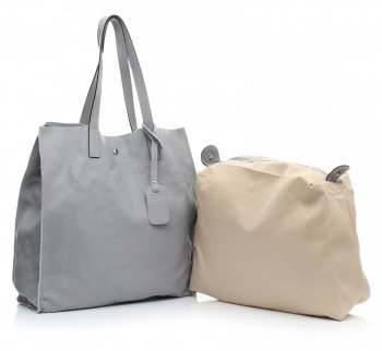 Bőr táska shopper bag Vera Pelle szürke 205454