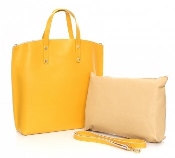 Bőr táska shopper bag Genuine Leather sárga 6047