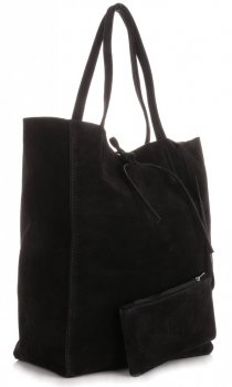 Bőr táska shopper bag Vera Pelle fekete 601