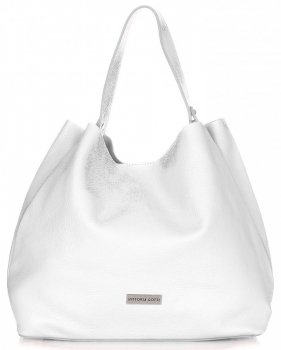 Bőr táska shopper bag Vittoria Gotti fehér V230