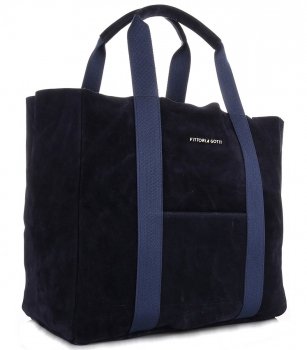 Bőr táska shopper bag Vittoria Gotti tengerkék V8252