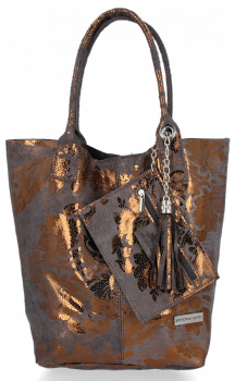 Bőr táska shopper bag Vittoria Gotti szürke V2472