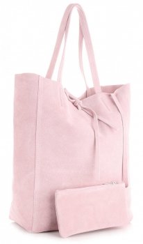 Bőr táska shopper bag Vera Pelle púderrózsaszín 601
