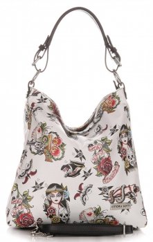 Bőr táska shopper bag Vittoria Gotti fehér V45
