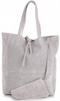 Bőr táska shopper bag Vera Pelle világosszürke 601