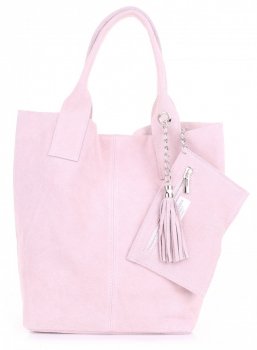 Bőr táska shopper bag Genuine Leather púderrózsaszín 801