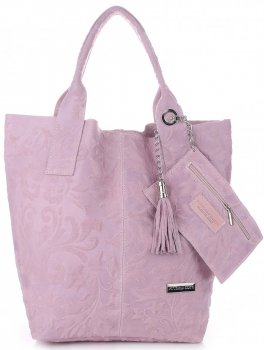 Bőr táska shopper bag Vittoria Gotti púderrózsaszín V10
