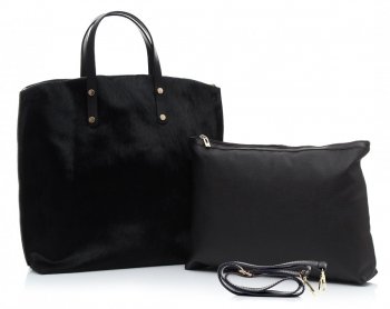 Bőr táska shopper bag Genuine Leather fekete 806576