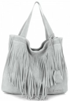 Bőr táska shopper bag Vittoria Gotti világosszürke V6048