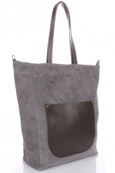 Bőr táska univerzális Genuine Leather szürke 808036